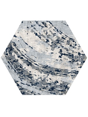 Air Currents Hexagon Hand Knotted Bamboo Silk custom handmade rug