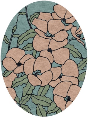 Anemone Oval Hand Knotted Tibetan Wool custom handmade rug