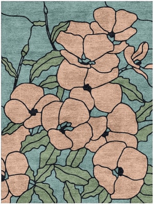Anemone Rectangle Hand Knotted Bamboo Silk custom handmade rug