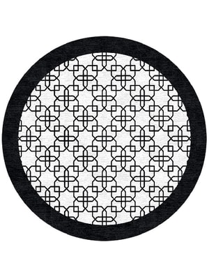 Black Symmetry Round Hand Knotted Tibetan Wool custom handmade rug