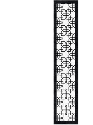 Black Symmetry Runner Hand Knotted Tibetan Wool custom handmade rug