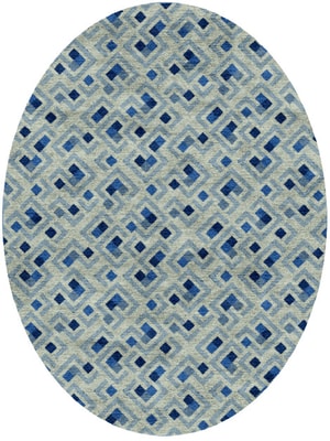 Block Plan Oval Hand Knotted Bamboo Silk custom handmade rug
