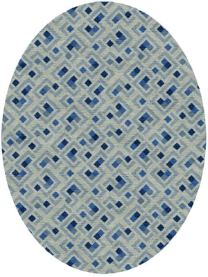 Block Plan Oval Hand Knotted Tibetan Wool custom handmade rug
