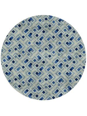 Block Plan Round Hand Knotted Bamboo Silk custom handmade rug