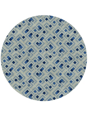 Block Plan Round Hand Knotted Tibetan Wool custom handmade rug