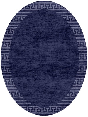 Blue Tooth Oval Hand Knotted Bamboo Silk custom handmade rug