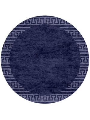 Blue Tooth Round Hand Knotted Bamboo Silk custom handmade rug