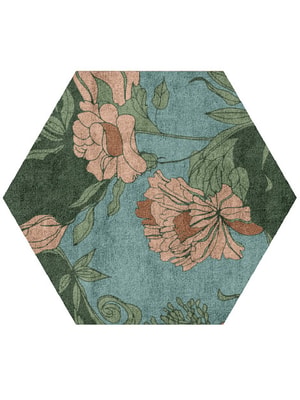 Bouvardia Hexagon Hand Tufted Bamboo Silk custom handmade rug