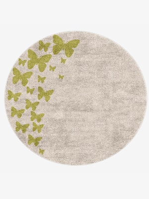 Butterfly Strokes Round Hand Knotted Bamboo Silk custom handmade rug