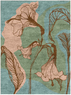 Cala Lily Rectangle Hand Knotted Bamboo Silk custom handmade rug