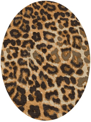 Cheetah Spots Oval Hand Knotted Tibetan Wool custom handmade rug