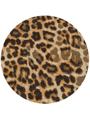 Cheetah Spots Round Hand Knotted Tibetan Wool custom handmade rug