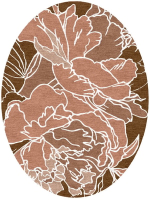 Chrysanthemum Oval Hand Knotted Tibetan Wool custom handmade rug