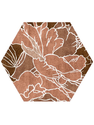 Chrysanthemum Hexagon Hand Tufted Bamboo Silk custom handmade rug