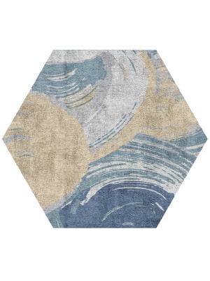 Curl Hexagon Hand Knotted Bamboo Silk custom handmade rug