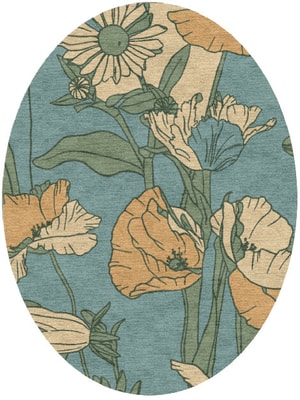 Day Lily Oval Hand Knotted Tibetan Wool custom handmade rug