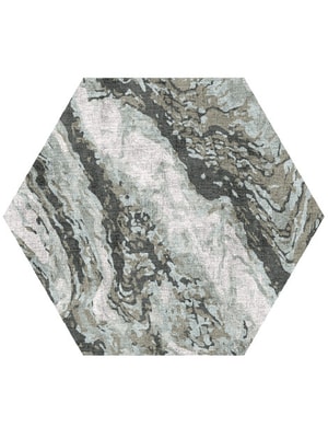 Deluge Hexagon Hand Knotted Bamboo Silk custom handmade rug