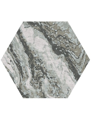 Deluge Hexagon Hand Knotted Tibetan Wool custom handmade rug