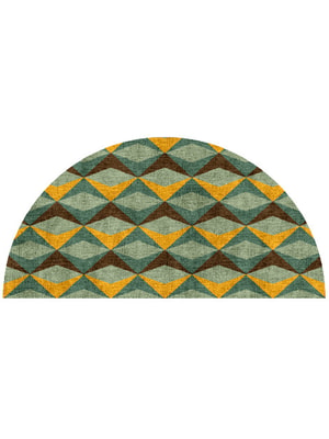 Diamond Waves Halfmoon Hand Knotted Bamboo Silk custom handmade rug