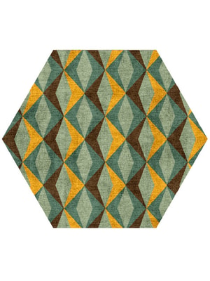 Diamond Waves Hexagon Hand Knotted Bamboo Silk custom handmade rug