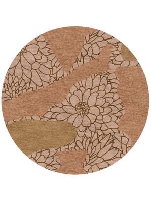 Dianthus Round Hand Knotted Tibetan Wool custom handmade rug