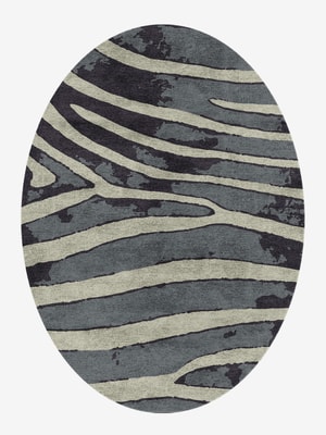 Flowy Stripes Oval Hand Knotted Bamboo Silk custom handmade rug