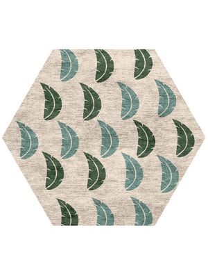 Frond Hexagon Hand Knotted Bamboo Silk custom handmade rug