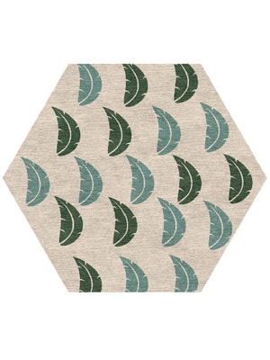Frond Hexagon Hand Knotted Tibetan Wool custom handmade rug