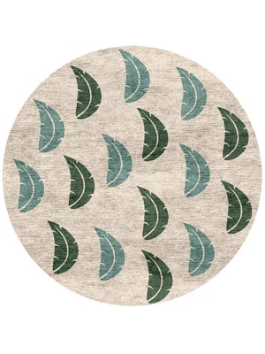 Frond Round Hand Knotted Bamboo Silk custom handmade rug