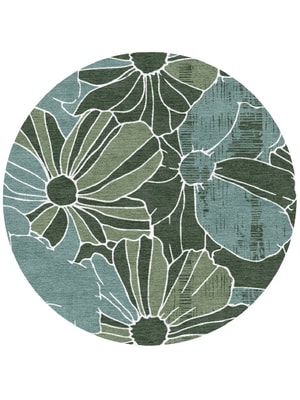 Gerbera Round Hand Knotted Tibetan Wool custom handmade rug