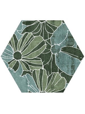 Gerbera Hexagon Hand Tufted Bamboo Silk custom handmade rug