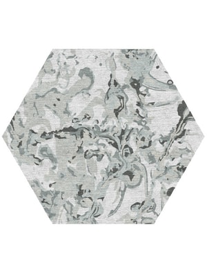 Glass Art Hexagon Hand Knotted Tibetan Wool custom handmade rug