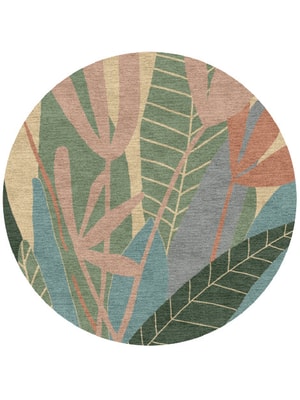 Goldenrod Round Hand Knotted Tibetan Wool custom handmade rug