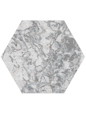 Gravel Hexagon Hand Knotted Tibetan Wool custom handmade rug