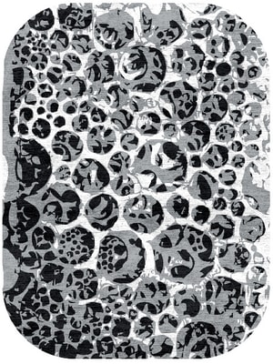 Grey Bubbles Oblong Hand Knotted Bamboo Silk custom handmade rug