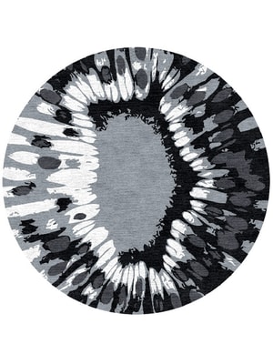 Grey Feather Round Hand Knotted Tibetan Wool custom handmade rug