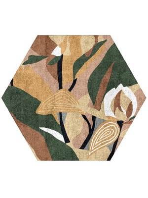 Heliconia Hexagon Hand Tufted Bamboo Silk custom handmade rug