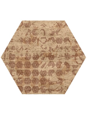 Hex Rows Hexagon Hand Knotted Bamboo Silk custom handmade rug