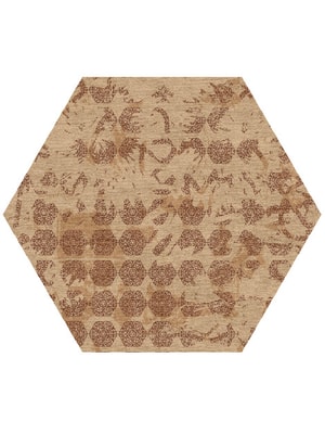 Hex Rows Hexagon Hand Knotted Tibetan Wool custom handmade rug