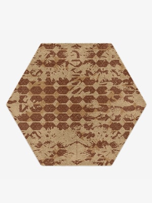 Hex Rows Hexagon Hand Knotted Tibetan Wool custom handmade rug