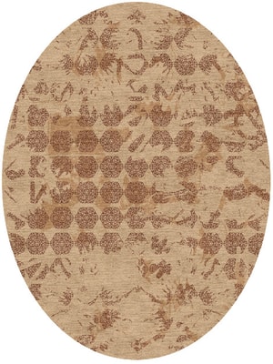 Hex Rows Oval Hand Knotted Tibetan Wool custom handmade rug