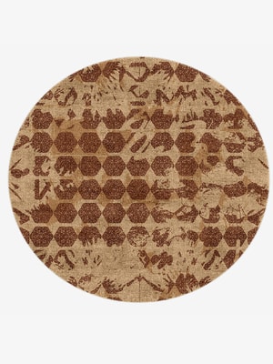 Hex Rows Round Hand Knotted Bamboo Silk custom handmade rug