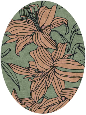 Hippeastrum Oval Hand Knotted Tibetan Wool custom handmade rug