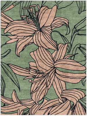 Hippeastrum Rectangle Hand Knotted Bamboo Silk custom handmade rug