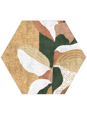 Hosta Hexagon Hand Tufted Bamboo Silk custom handmade rug