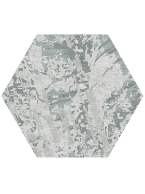Icicles Hexagon Hand Knotted Tibetan Wool custom handmade rug