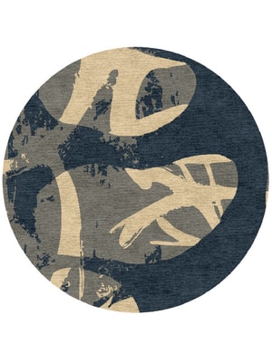 Imprint Round Hand Knotted Tibetan Wool custom handmade rug