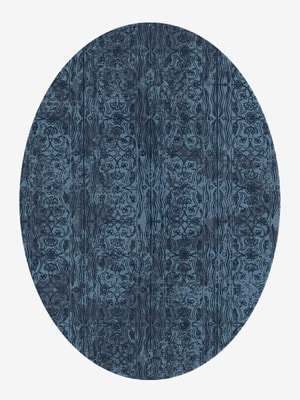 Inked Oval Hand Knotted Tibetan Wool custom handmade rug