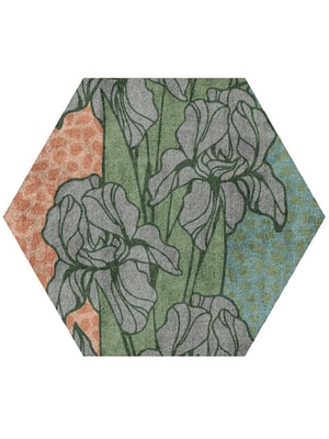 Iris Hexagon Hand Tufted Bamboo Silk custom handmade rug