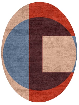 Jigsaw Oval Flatweave Bamboo Silk custom handmade rug
